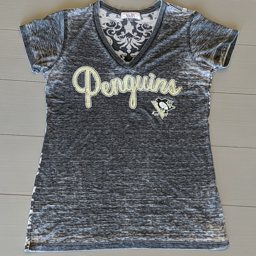 Alyssa Milano Touch Pittsburgh Penguins Retro Short Sleeve Tshirt Size Medium M